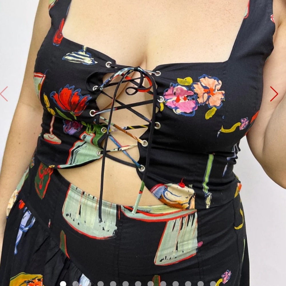 Lisa Says Gah Ophelia Corset Top in Set the table print